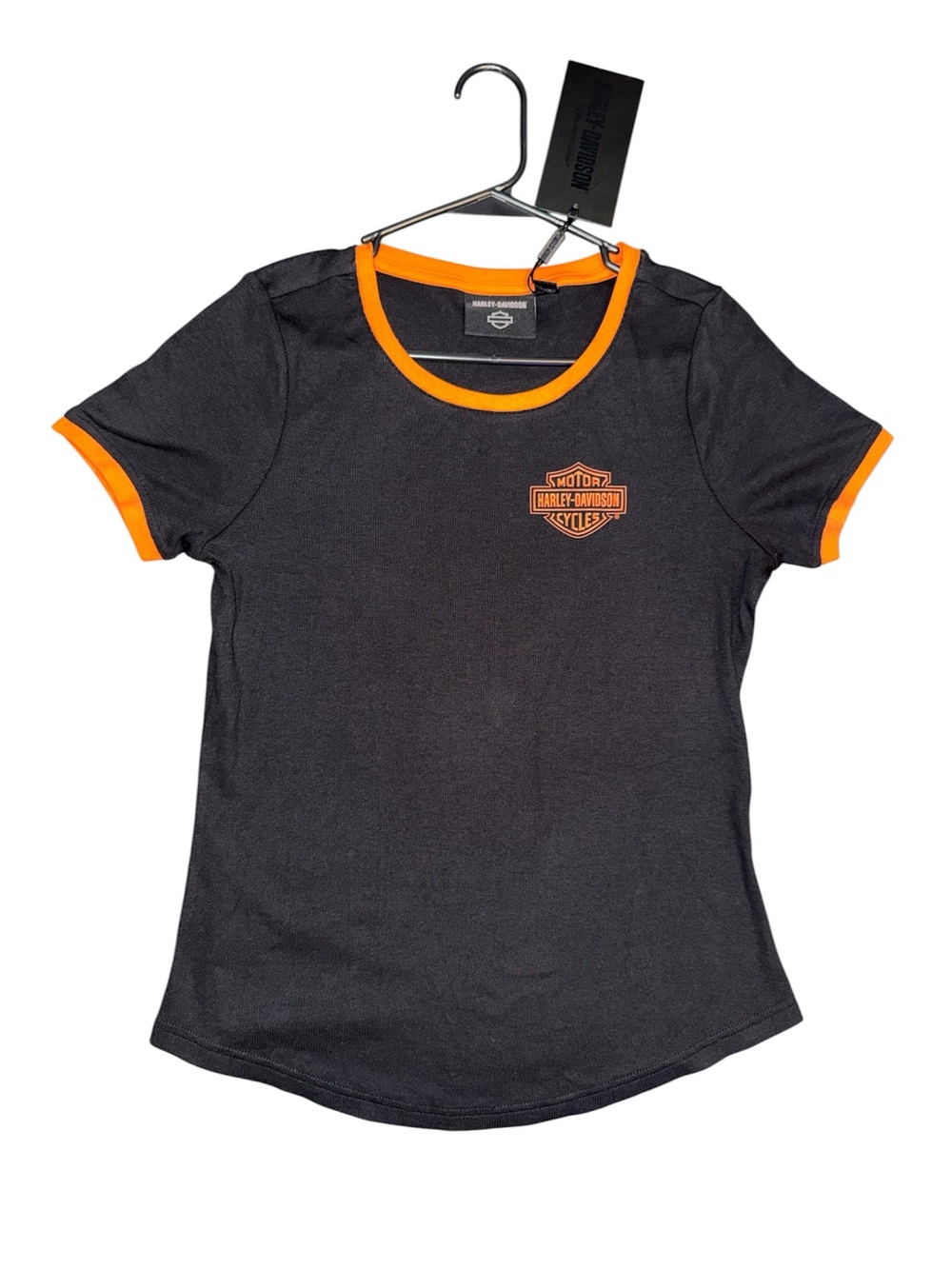 Harley-Davidson Screamin’ Eagle Black with Orange Trim Women's Tee size small